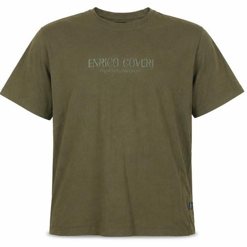 Enrico Coveri Men's Green 2XL Embroidered Sportswear Cotton T-Shirt