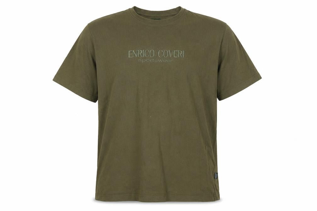 Enrico Coveri Men's Green 2XL Embroidered Sportswear Cotton T-Shirt