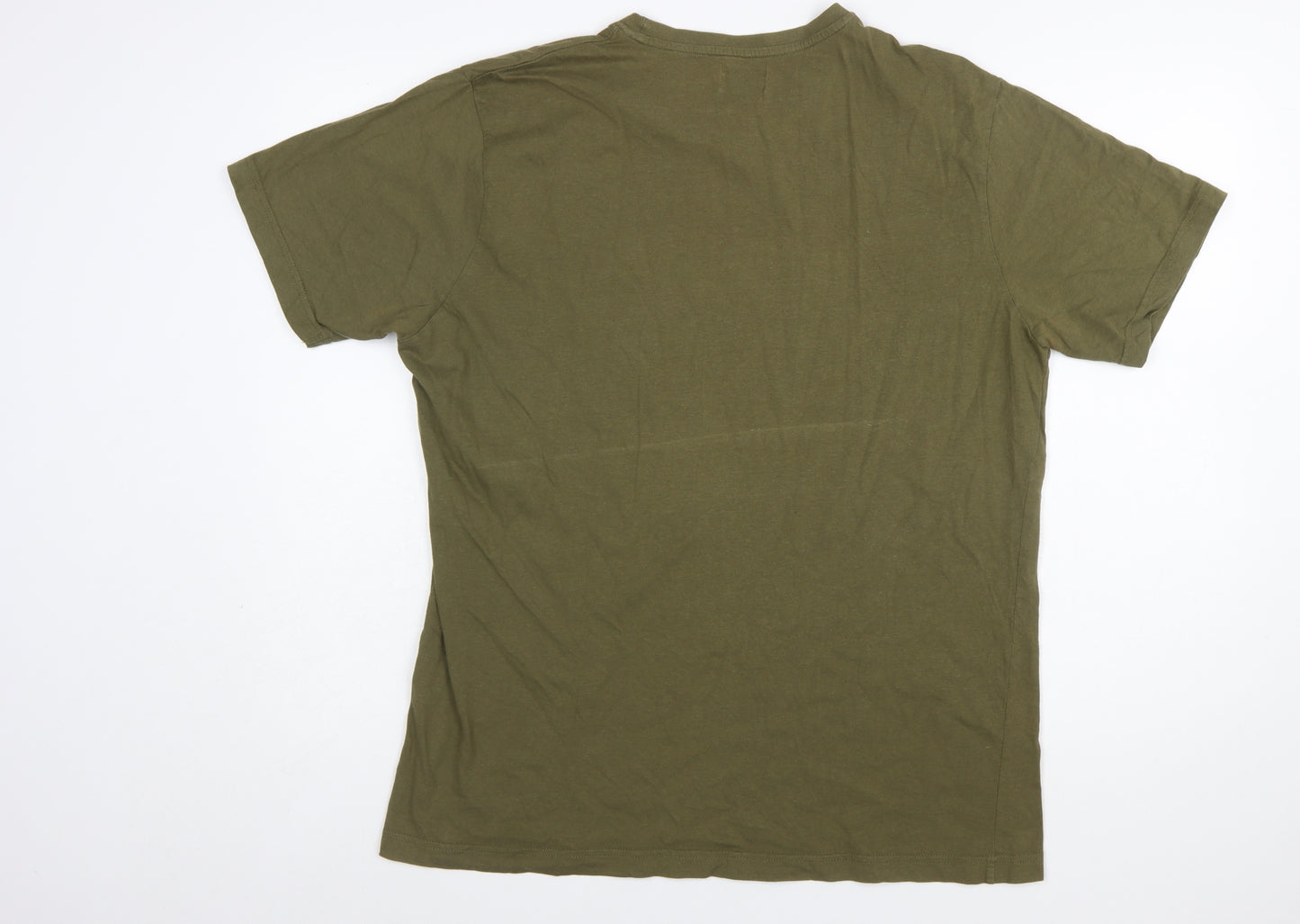 Enrico Coveri Men's Green 2XL Embroidered Sportswear Cotton T-Shirt