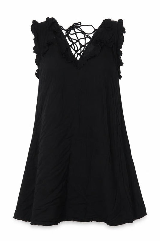 Front view of River Island Women’s Black, size UK 10, Sleeveless Mini Dress