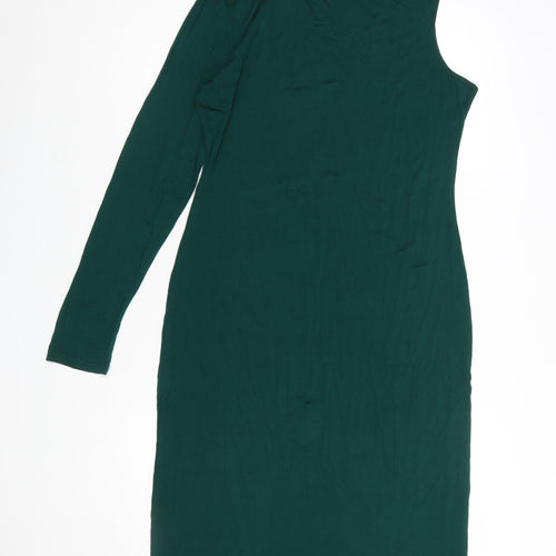 ASOS Women’s Green Bodycon Midi Dress Size 18 Long Sleeve Asymmetric