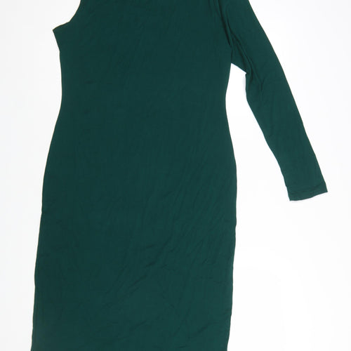 ASOS Women’s Green Bodycon Midi Dress Size 18 Long Sleeve Asymmetric