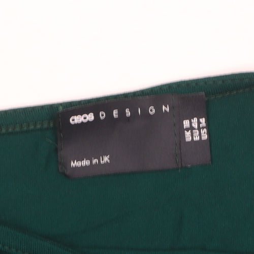 ASOS Women’s Green Bodycon Midi Dress Size 18 Long Sleeve Asymmetric