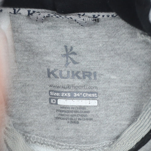 Kukri Mens Grey Hoodie Wilmslow Hockey Graphic Pullover 2XS