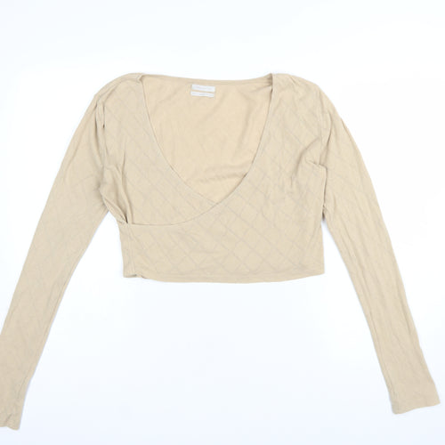 Urban Outfitters Women Beige V-Neck Knit Pullover Jumper Size M
