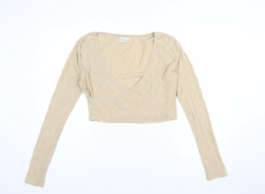 Urban Outfitters Women Beige V-Neck Knit Pullover Jumper Size M