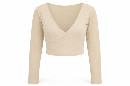 Front view of Urban Outfitters Women Beige V-Neck Knit jumper, size M