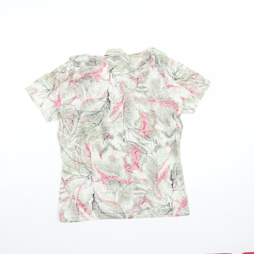 Gallery Womens Pink Floral Short Sleeve Cotton Blend T-Shirt Size S