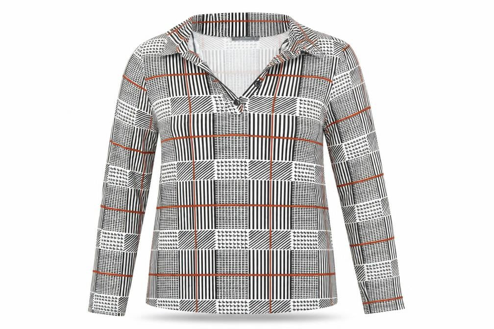 Front view of Papaya Women Multicoloured Check Long Sleeve Collared Blouse, size 14