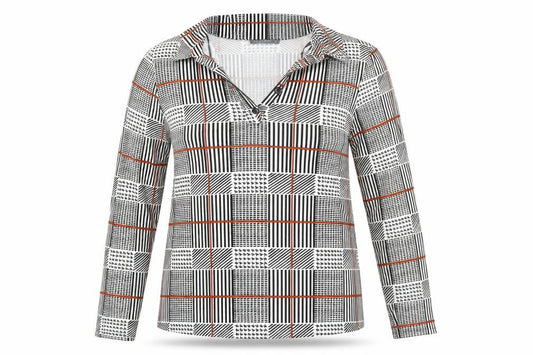 Front view of Papaya Women Multicoloured Check Long Sleeve Collared Blouse, size 14