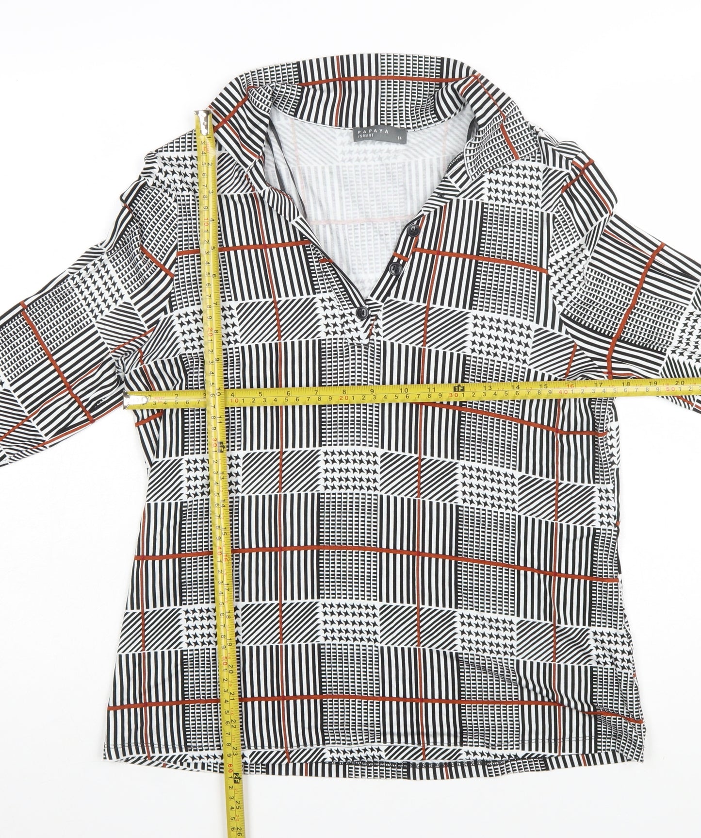 Papaya Women Multicoloured Check Long Sleeve Collared Blouse Size 14