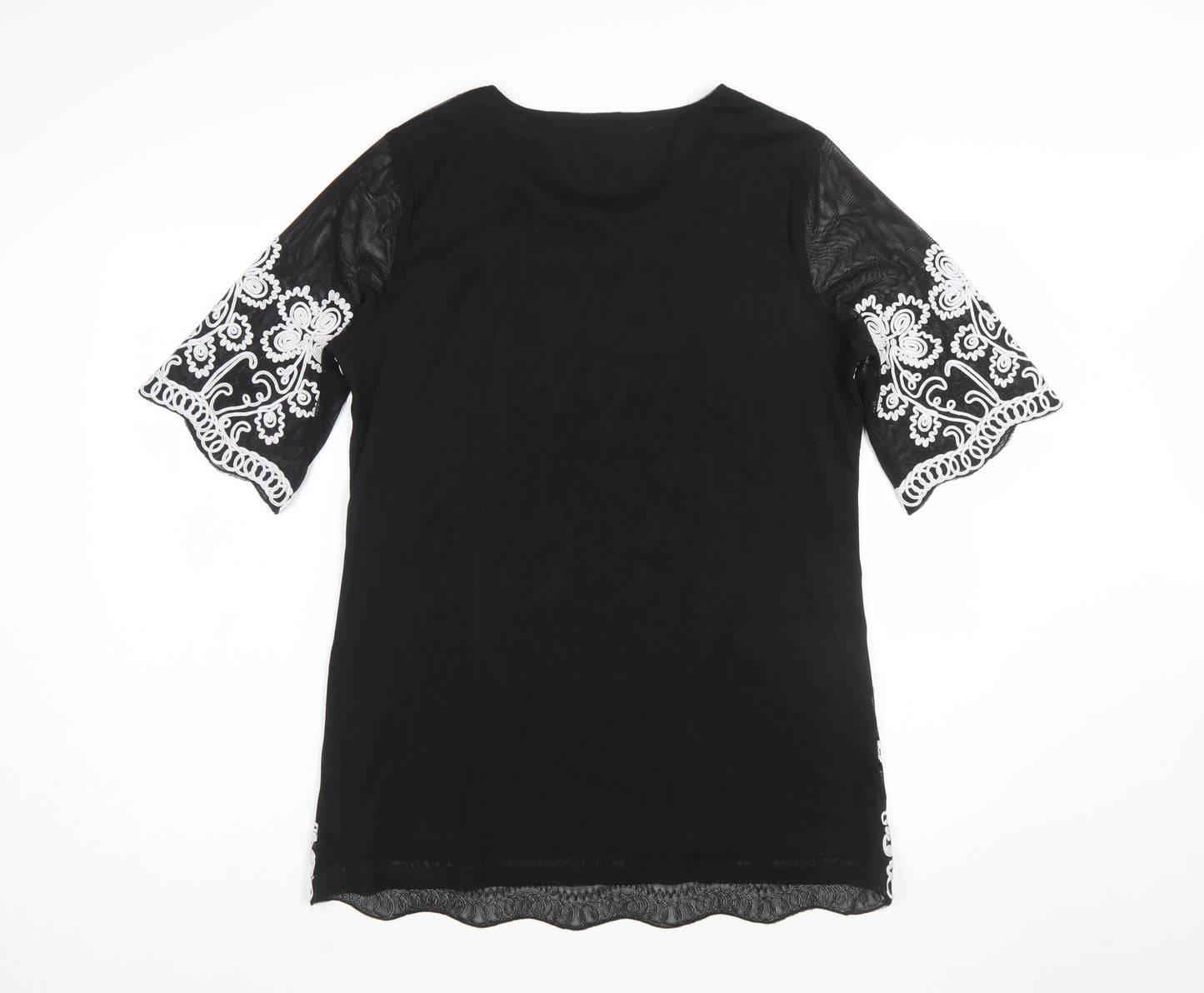 Anna Rose Women Black Floral Sequin Shift Dress M