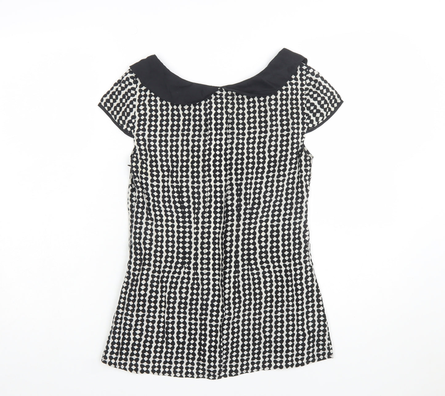 Monsoon Women's Black & White Patterned Blouse Size 8 Short Sleeve
