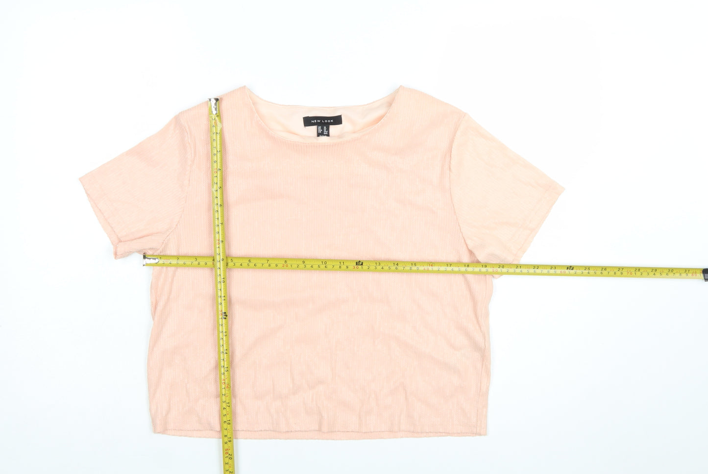 New Look Women Pink Cropped T-Shirt UK 14 Polyester Blend