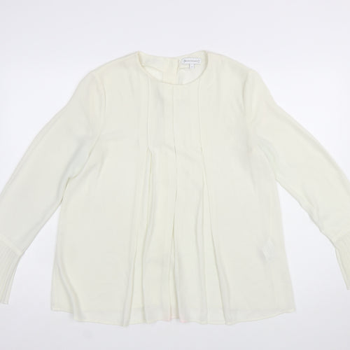 Warehouse Women Ivory Pleated Cuff Long Sleeve Tunic Blouse Size 10