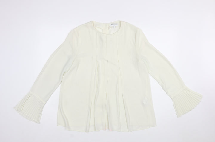 Warehouse Women Ivory Pleated Cuff Long Sleeve Tunic Blouse Size 10