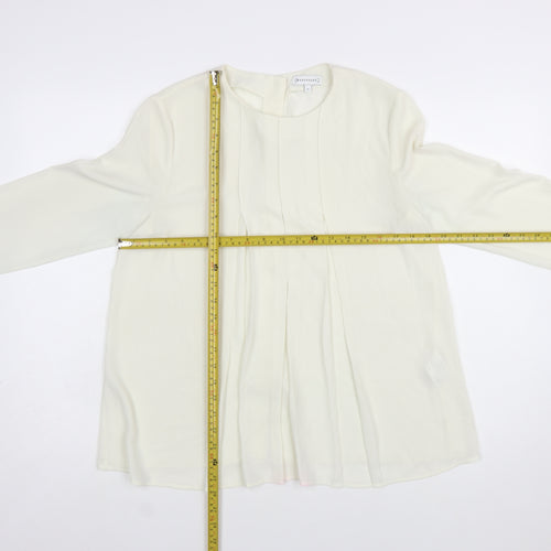Warehouse Women Ivory Pleated Cuff Long Sleeve Tunic Blouse Size 10