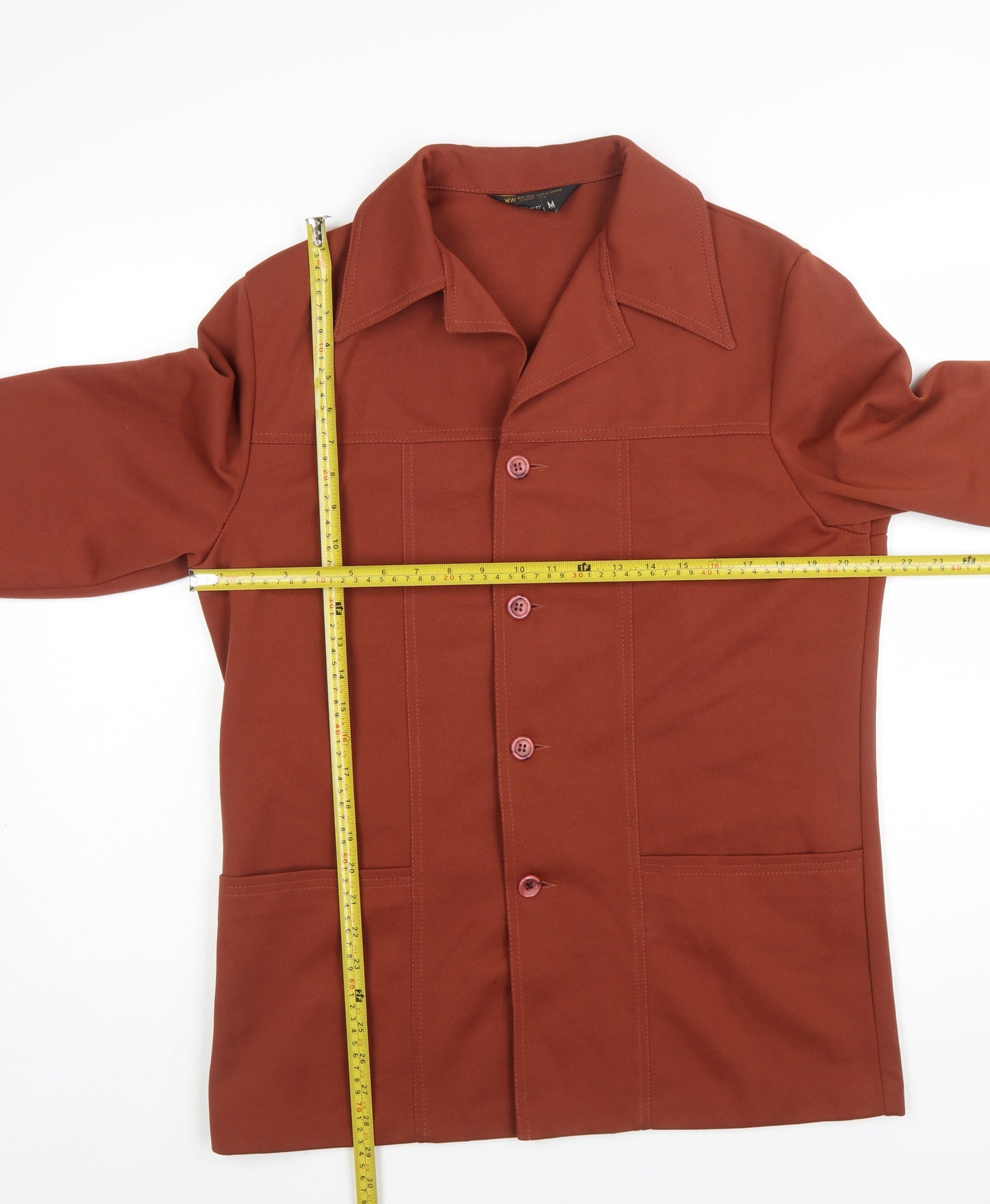 JCPenney Women Brown Button-Up Classic Jacket Medium Cotton Blend