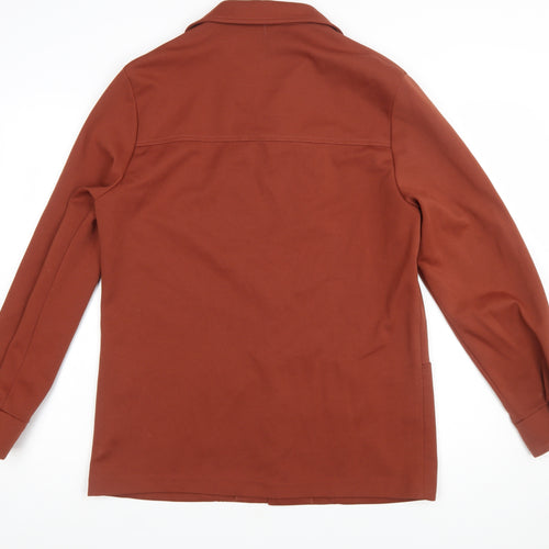 JCPenney Women Brown Button-Up Classic Jacket Medium Cotton Blend