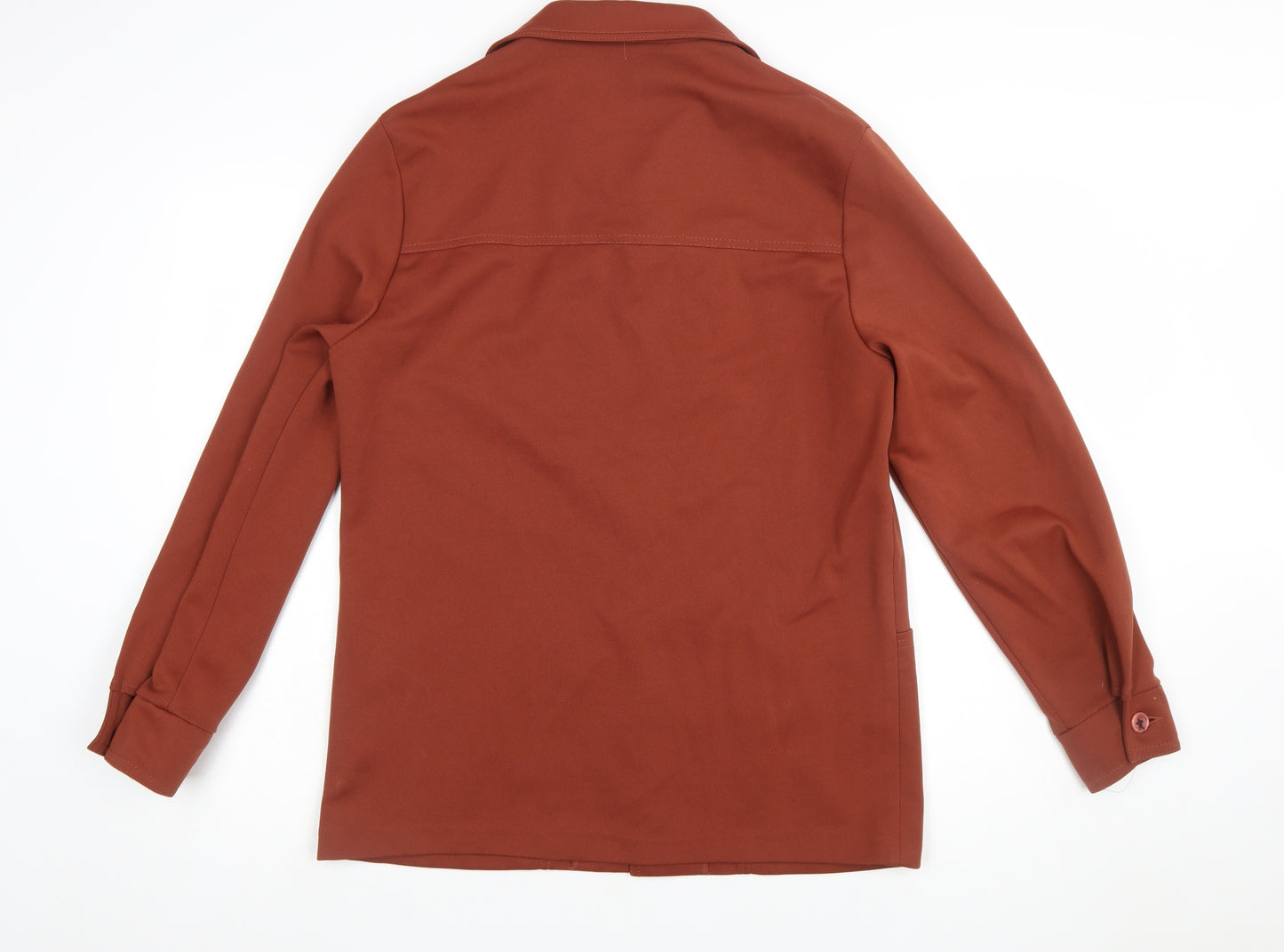 JCPenney Women Brown Button-Up Classic Jacket Medium Cotton Blend
