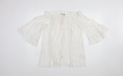 Blue Vanilla Women White Off Shoulder Cotton Peasant Blouse L