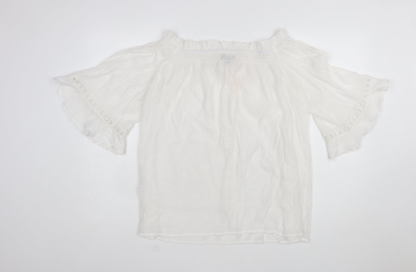 Blue Vanilla Women White Off Shoulder Cotton Peasant Blouse L
