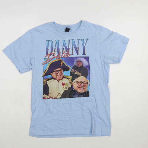 Gildan Women's Blue Funny Graphic T-Shirt Small Cotton Casual