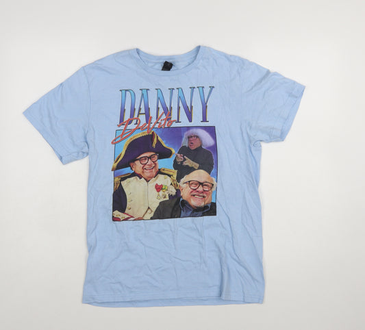 Gildan Women's Blue Funny Graphic T-Shirt Small Cotton Casual