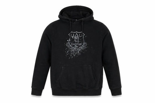 Front view of Everton Men Black S Pullover Hoodie Fleece Graphic Print