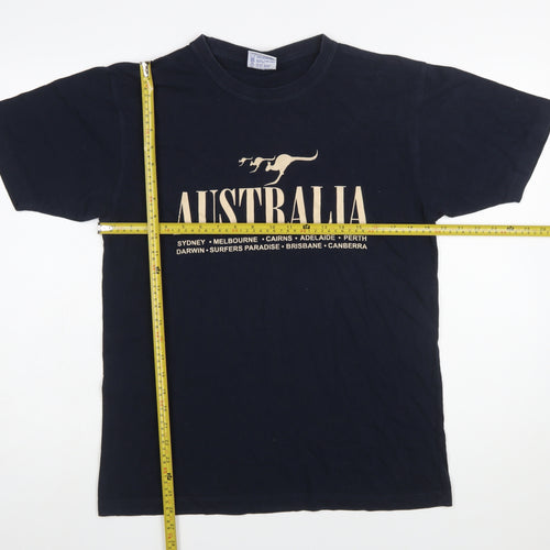 Gooses Men's Navy Australia Print Cotton Crew Neck T-Shirt Medium