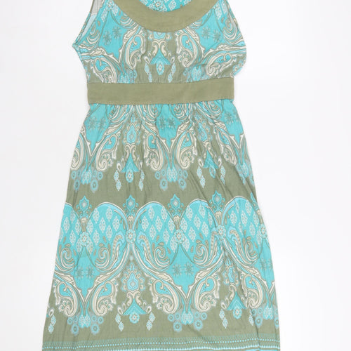Monsoon Women’s Green Paisley Fit & Flare Sleeveless Dress Size 8