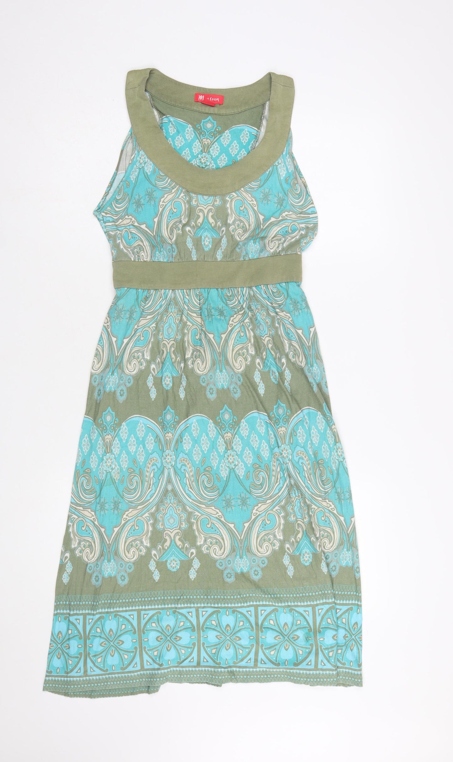 Monsoon Women’s Green Paisley Fit & Flare Sleeveless Dress Size 8
