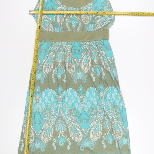Monsoon Women’s Green Paisley Fit & Flare Sleeveless Dress Size 8