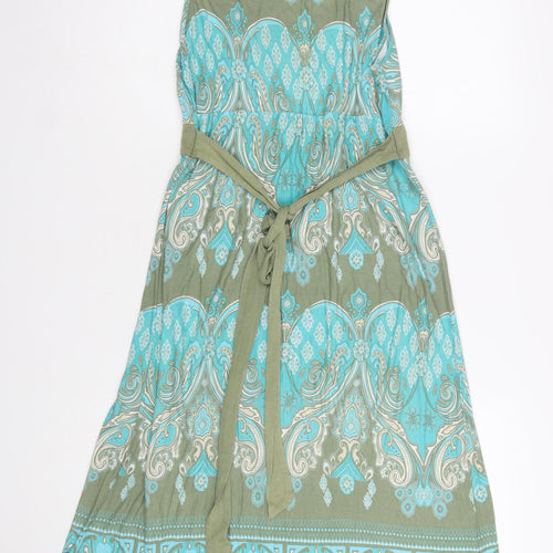 Monsoon Women’s Green Paisley Fit & Flare Sleeveless Dress Size 8