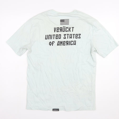 VERÜCKT Men's White USA Graphic Cotton T-Shirt Size M