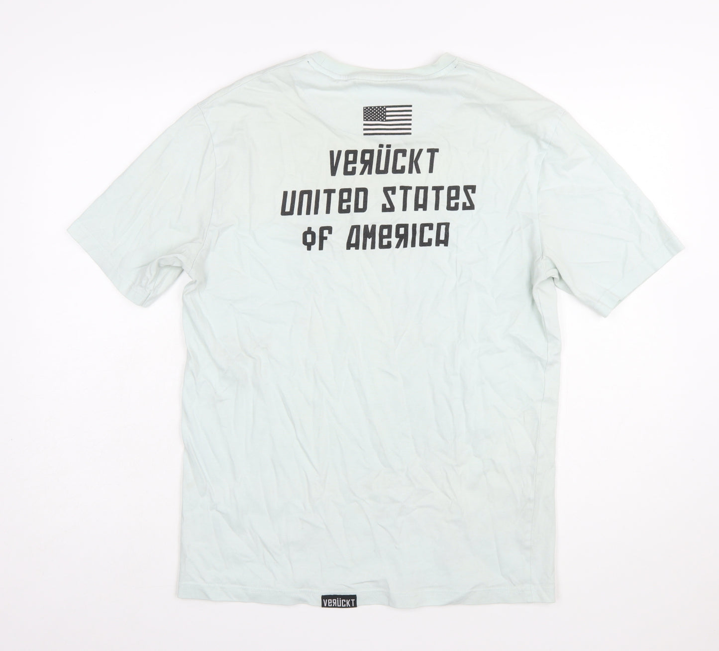 VERÜCKT Men's White USA Graphic Cotton T-Shirt Size M