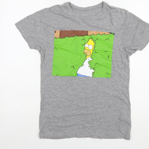 The Simpsons Women's Grey Short Sleeve Crew Neck T-Shirt Size S