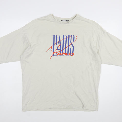 ASOS DESIGN Men’s Beige Paris Print Relaxed Fit T-Shirt XS