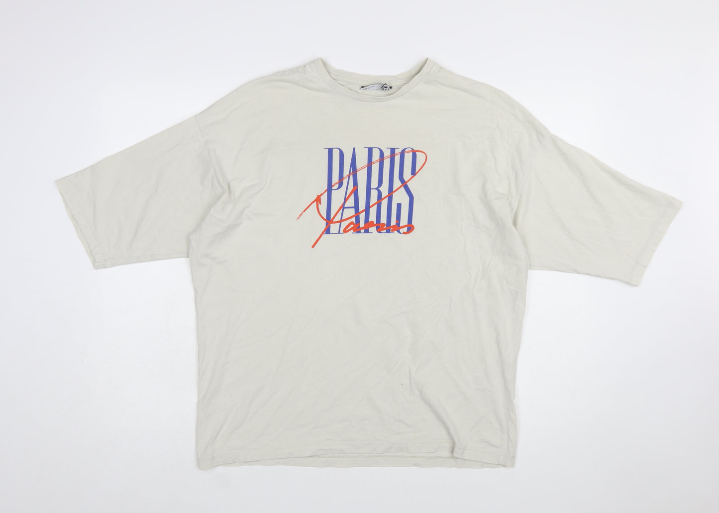 ASOS DESIGN Men’s Beige Paris Print Relaxed Fit T-Shirt XS