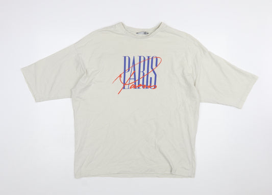 ASOS DESIGN Men’s Beige Paris Print Relaxed Fit T-Shirt XS