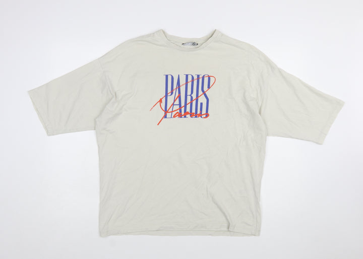 ASOS DESIGN Men’s Beige Paris Print Relaxed Fit T-Shirt XS