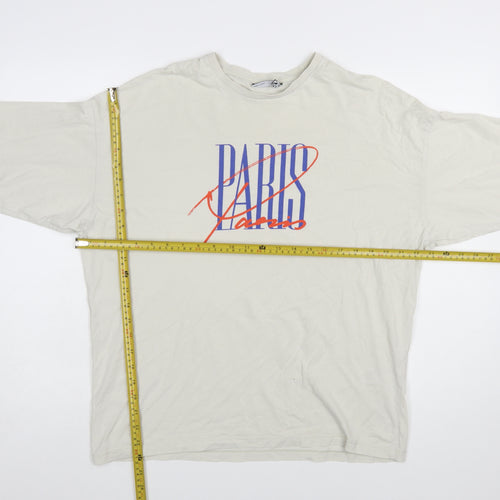 ASOS DESIGN Men’s Beige Paris Print Relaxed Fit T-Shirt XS