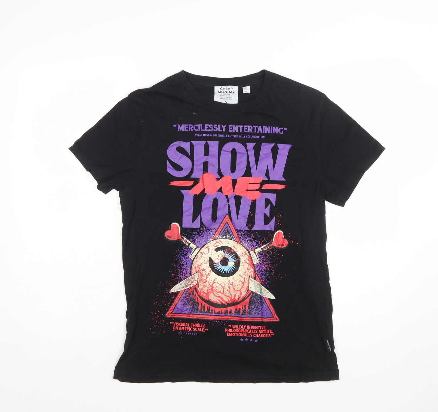 Cheap Monday Women's Black Graphic T-Shirt Size S