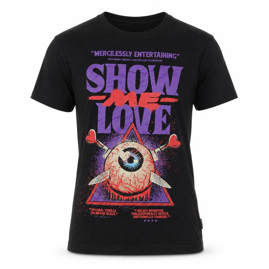 Front view of Cheap Monday Women's Black Graphic T-Shirt, size S