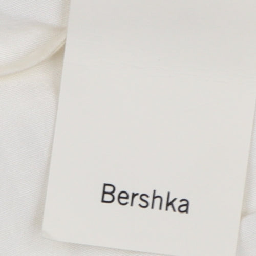 Bershka Women Ivory Short Wrap Dress Size S Sleeveless Viscose