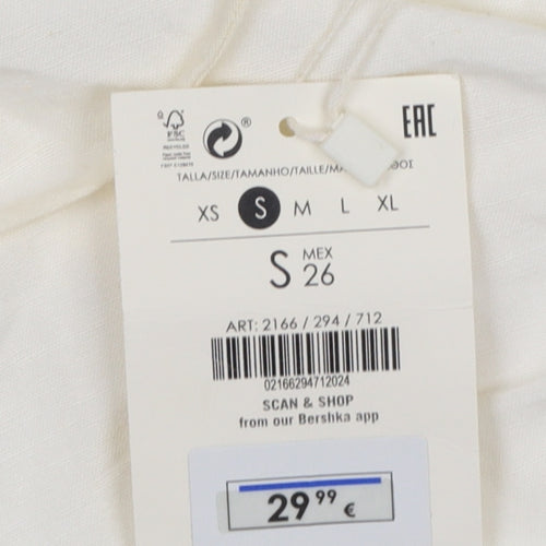 Bershka Women Ivory Short Wrap Dress Size S Sleeveless Viscose