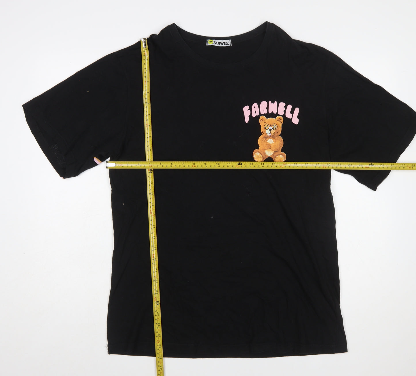 FARWELL Women’s Black Funny Bear Graphic T-Shirt XL
