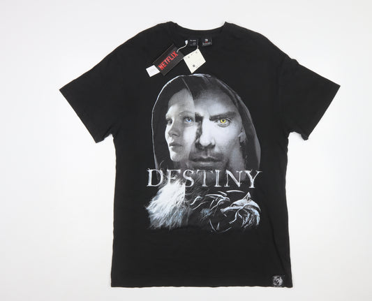 Bershka Men’s Black The Witcher Destiny Graphic T-Shirt XS