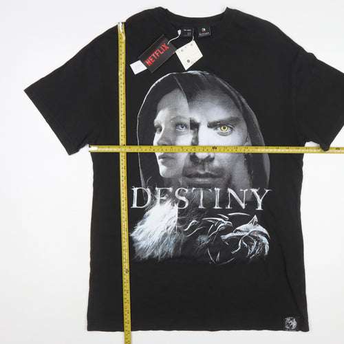 Bershka Men’s Black The Witcher Destiny Graphic T-Shirt XS