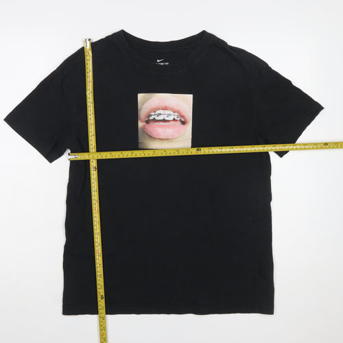 Nike Women’s Black Graphic Lips Print Cotton T-Shirt Size S